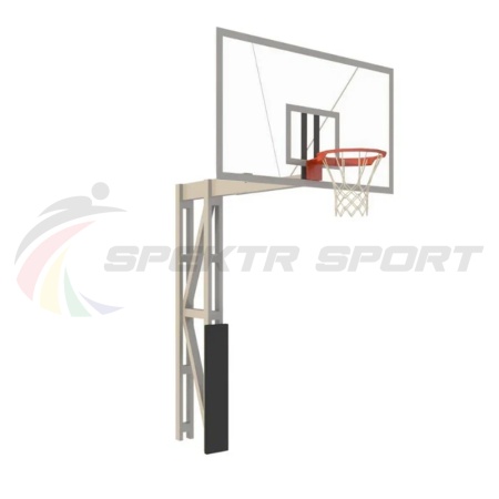 Купить Стойка баскетбольная уличная с защитой, щитом из оргстекла, аморт. кольцом и сеткой, вынос 225 см в Ставрополе 